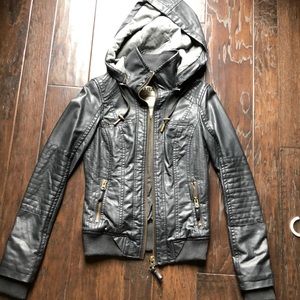 Leather bomber jacket